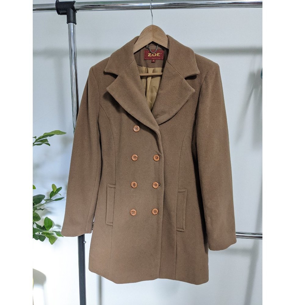 Zoe - coat - Beige and dark grey - double breasted coat
